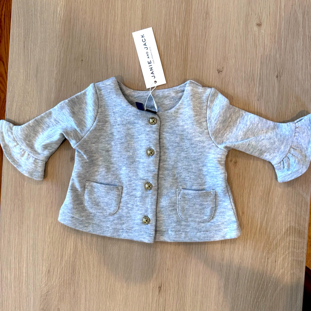 NWT New Janie and Jack Grey Sweater with Buttons 0-3 months